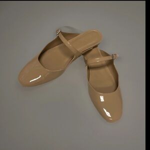 J. Crew Tan Patent Leather Mules